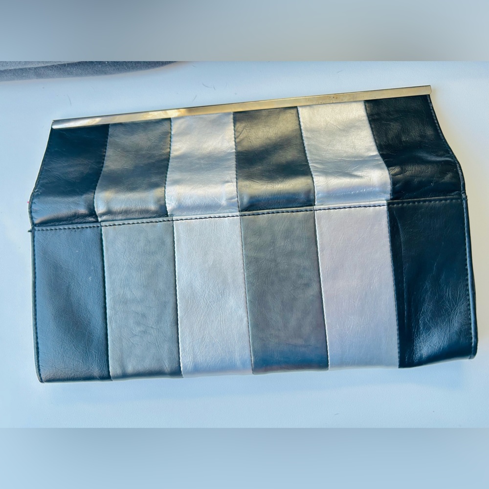 Bonita Bags New York Women's Metallic Color Block Clutch Handbag Snap Closure